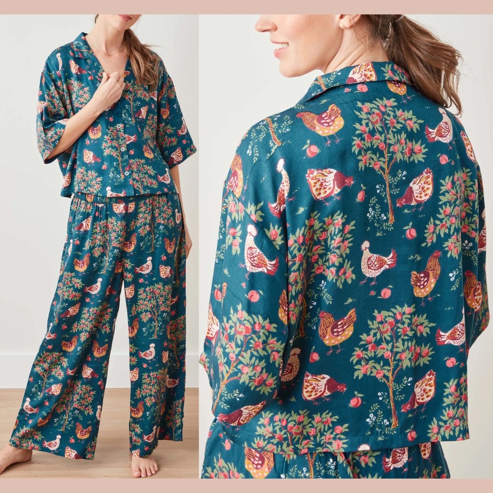 NWT $198 Printfresh [ Small Tall ] Eco Satin‎ Wildest Dreams Set Hen House T2164